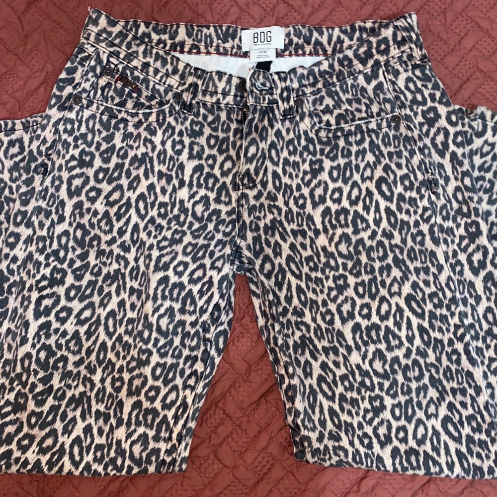 cheetah print baggy jeans